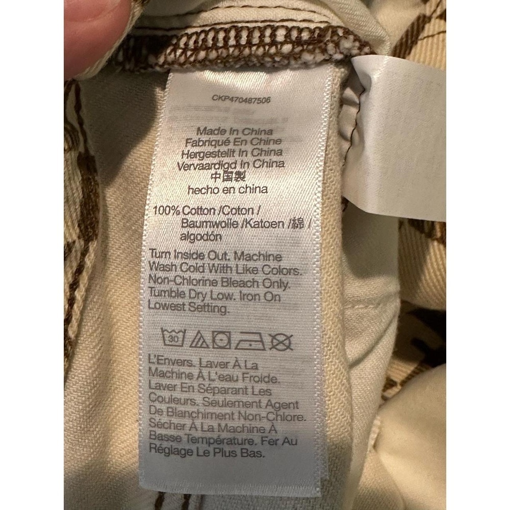 Madewell skirt w/daisies in‎ a brown and cream check print, size 26, NWT - Picture 5 of 5